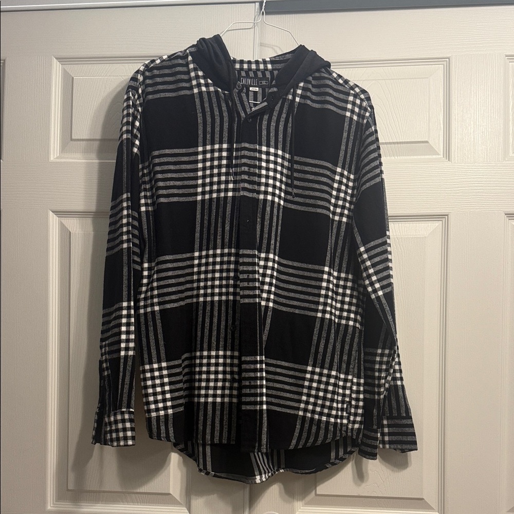 Stylish Black and White Plaid Men's Shirt